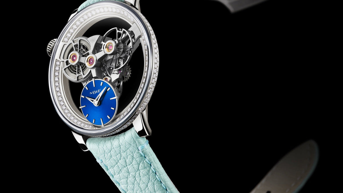 MB&F SP One Pavée worn on the wrist, hand resting close to the case