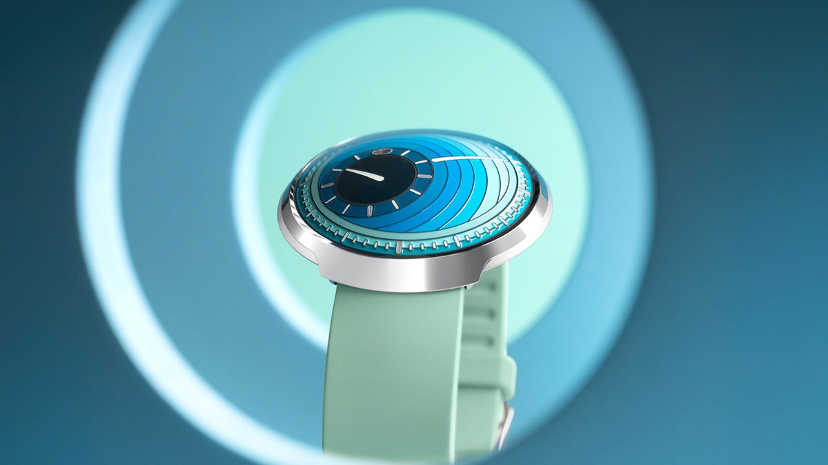 Ressence TYPE 8 Daniel Engelberg DE2, dramatic hero shot with a glowing circular backdrop