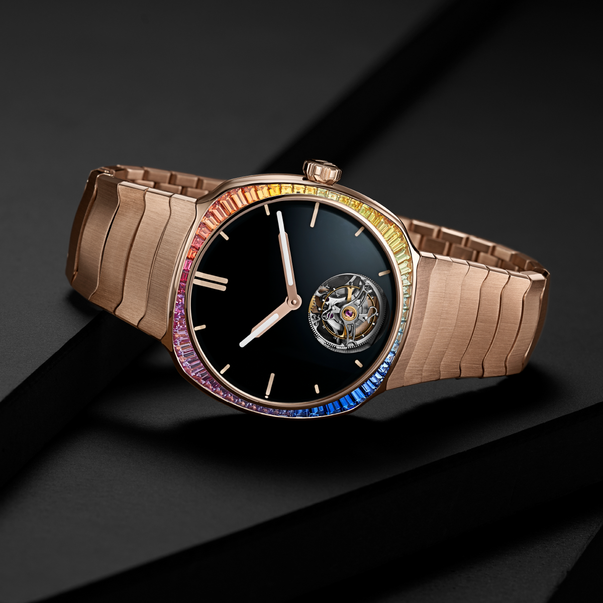 H. Moser & Cie Streamliner Tourbillon Rainbow Red Gold