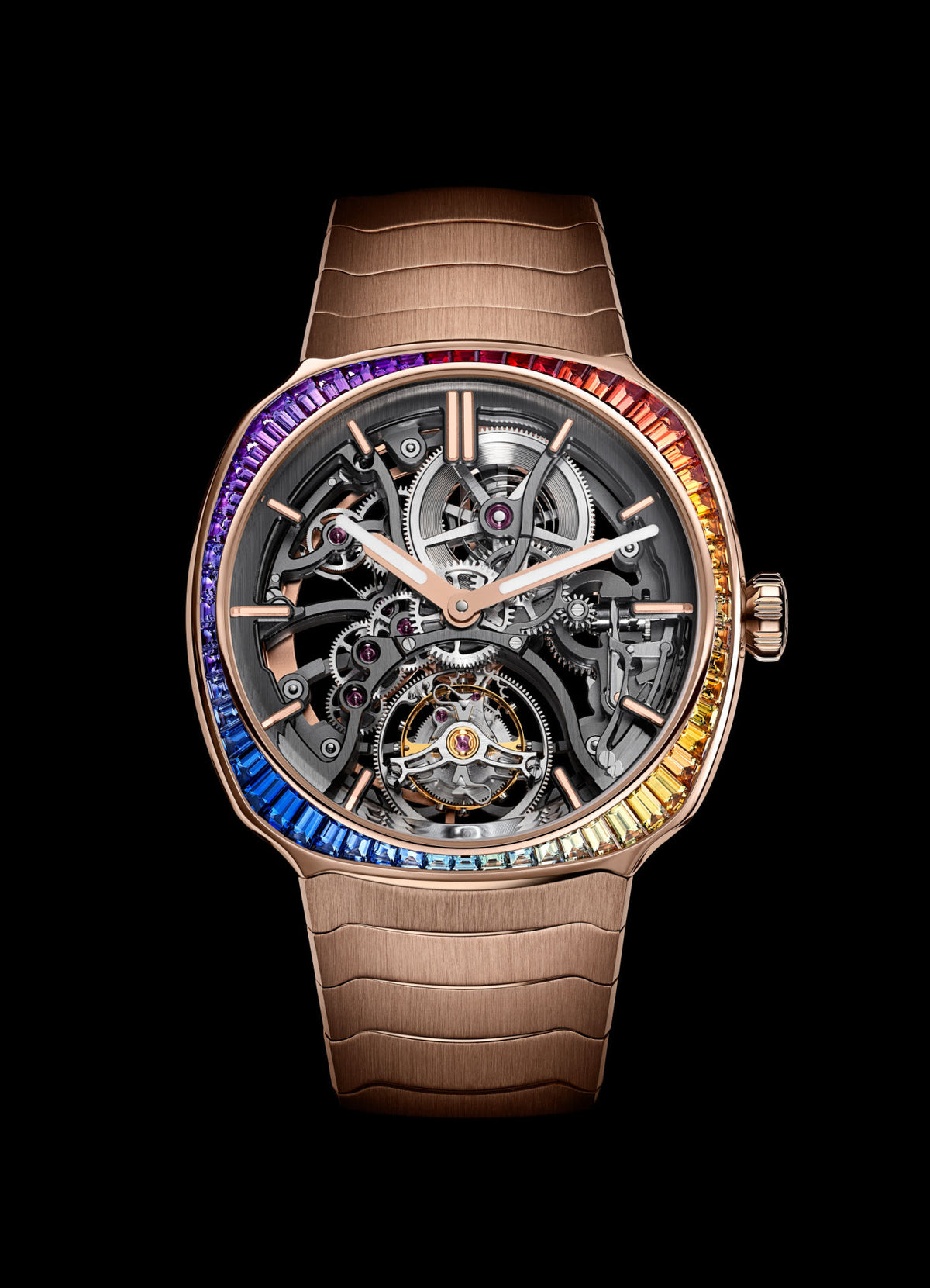 H. Moser & Cie Streamliner Tourbillon Skeleton Rainbow 5N red gold
