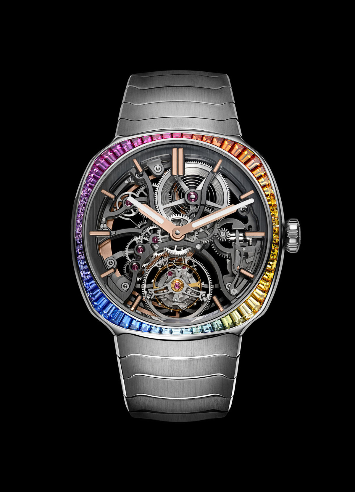 H. Moser & Cie Streamliner Tourbillon Skeleton Rainbow Steel