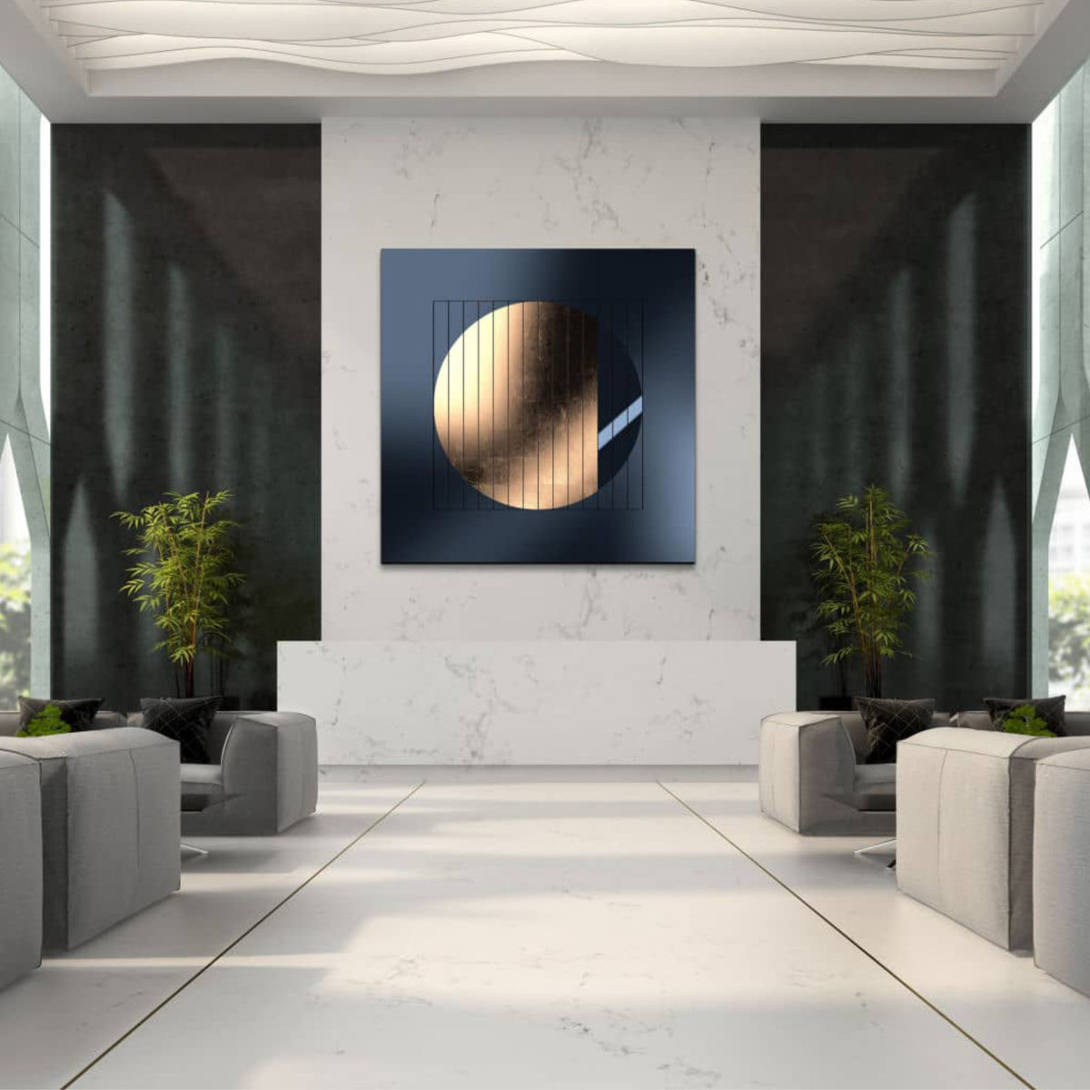 Qlocktwo Moon 90 Midnight Moon Gold