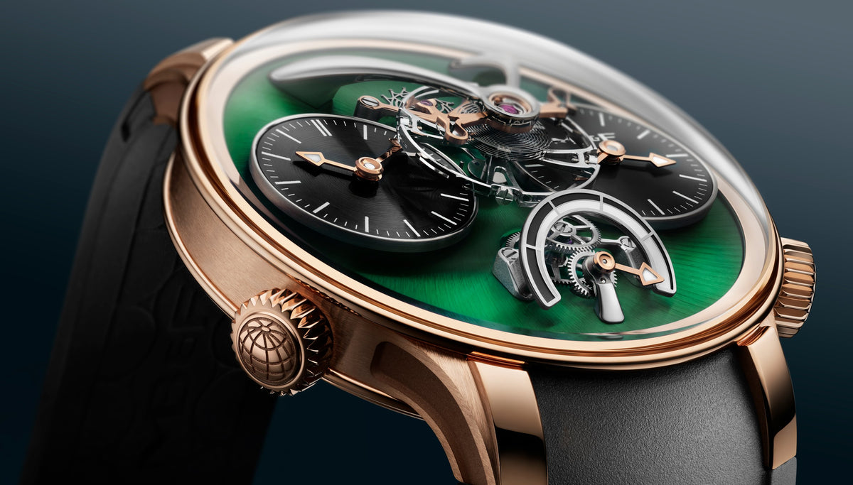 MB&F LM1 EVO in rose gold, green dial