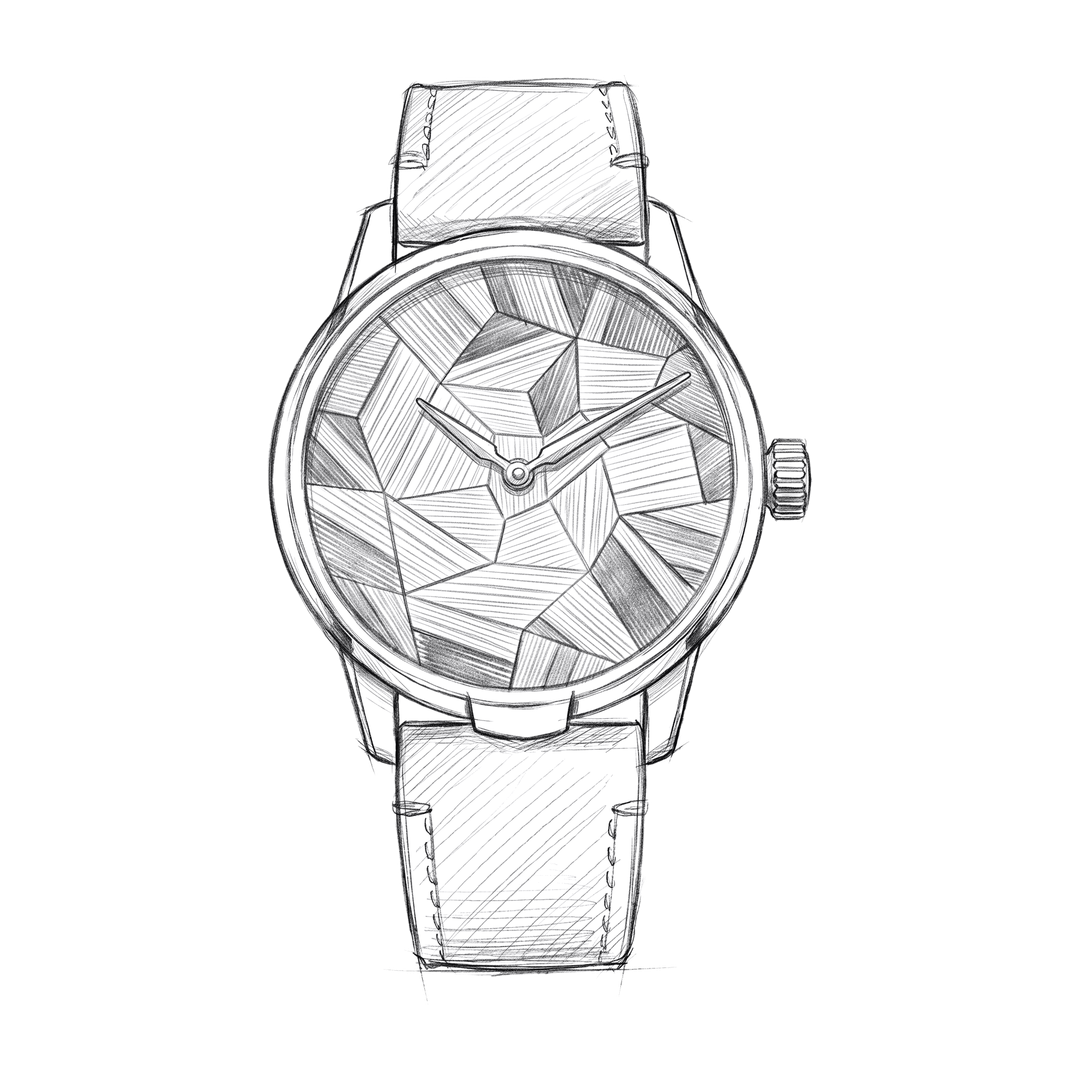 Louis Erard Limited Editions: pencil drawing