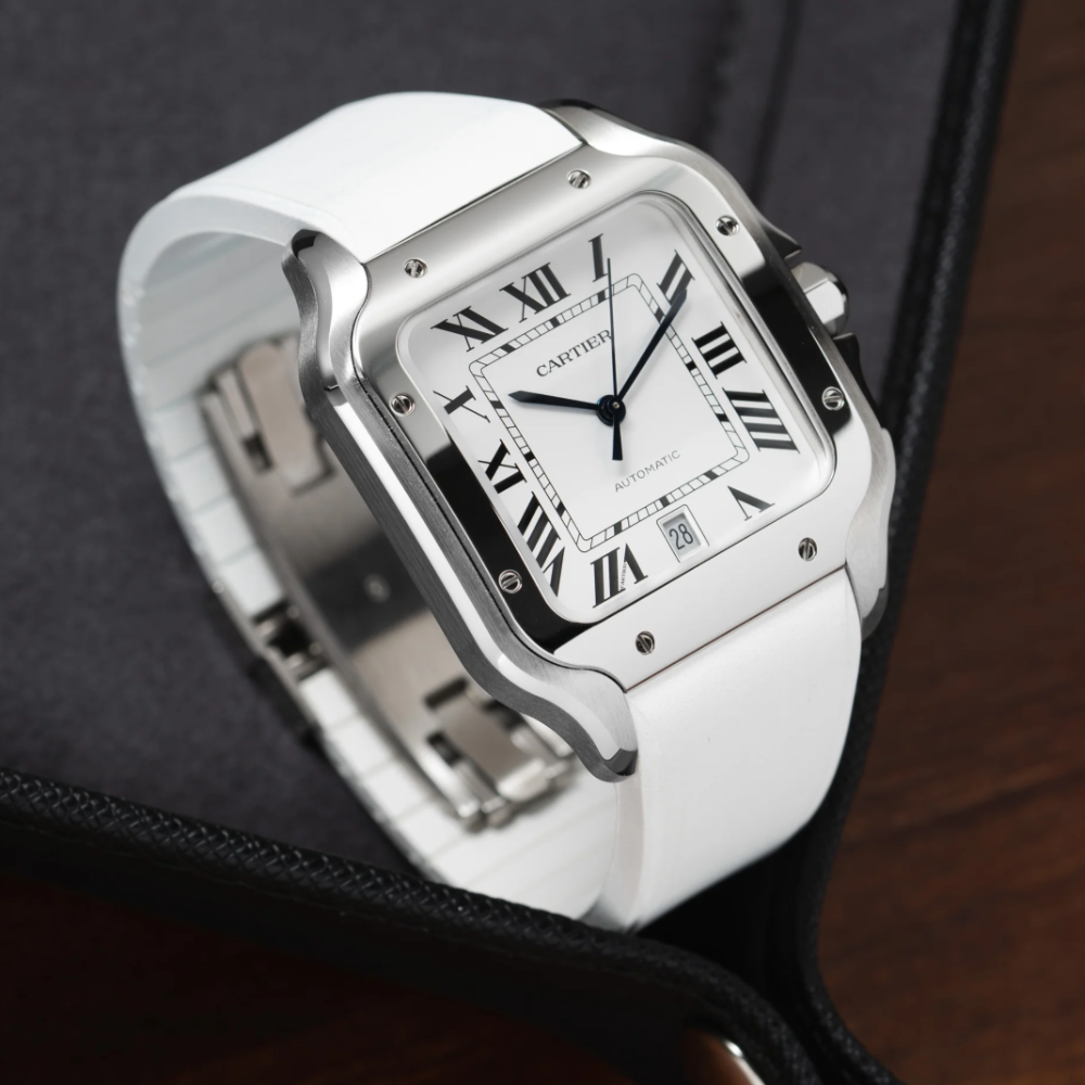 Cartier watch white rubber strap discount