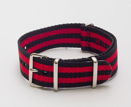 Momentum Nato Strap Black and Red Double Striped 28mm