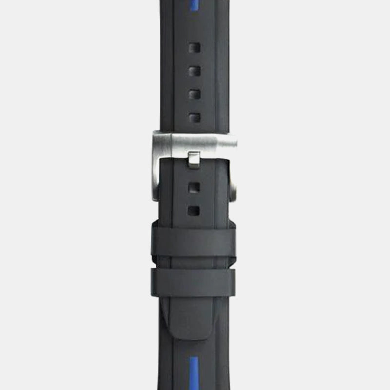 Everest Bands SeaDweller 4000/AirKing /Milgauss Rubber Strap – Black with Blue Stripe