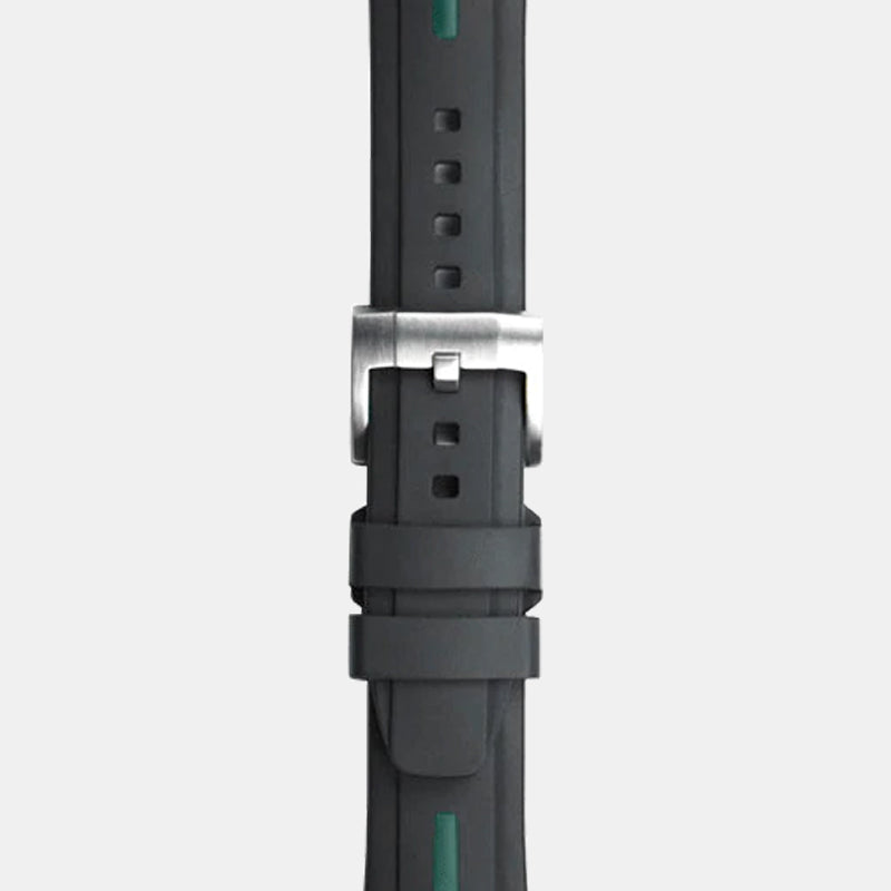 Everest Bands SeaDweller 4000/AirKing /Milgauss Rubber Strap – Black with Green Stripe