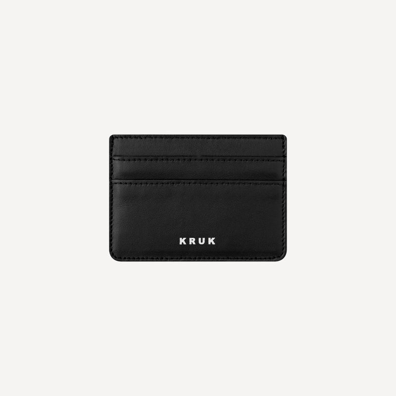 KRUK Leather Card Holder – NERO NAPPA-SILVER FOIL (BLACK)
