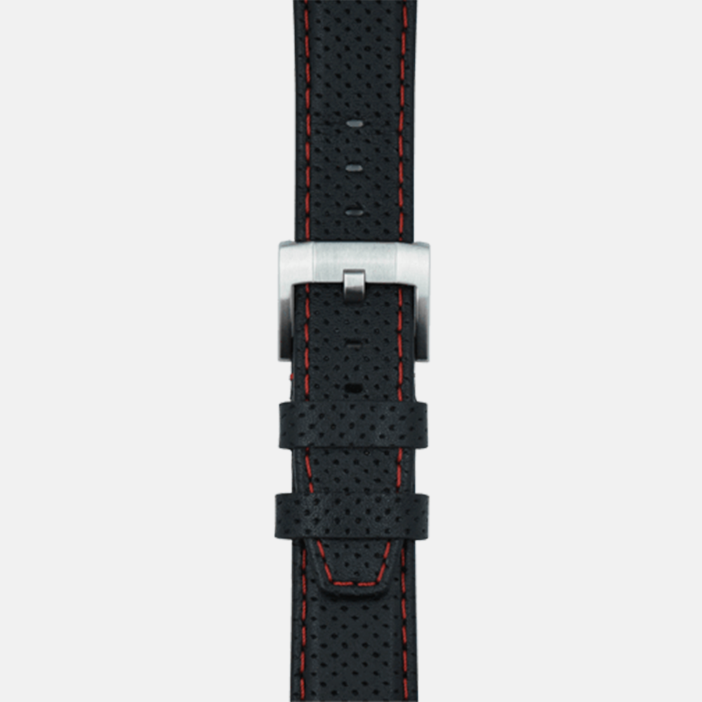 Everest Bands Racing leather Strap for Rolex – Black-Red Stitch