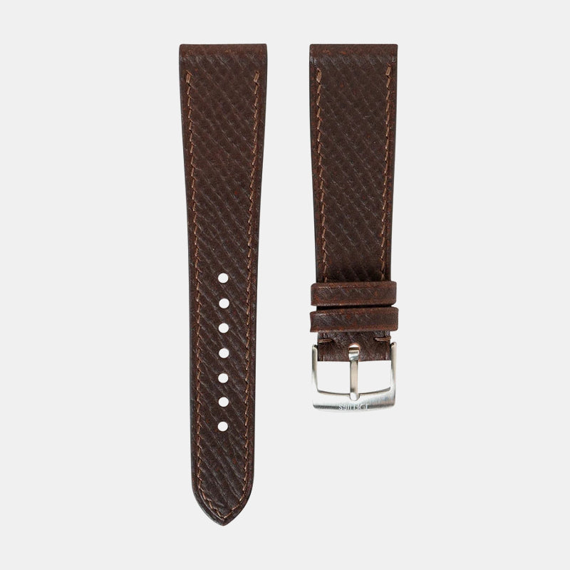 Delugs Russian Hatch Grain Slim Strap – Saddle Brown