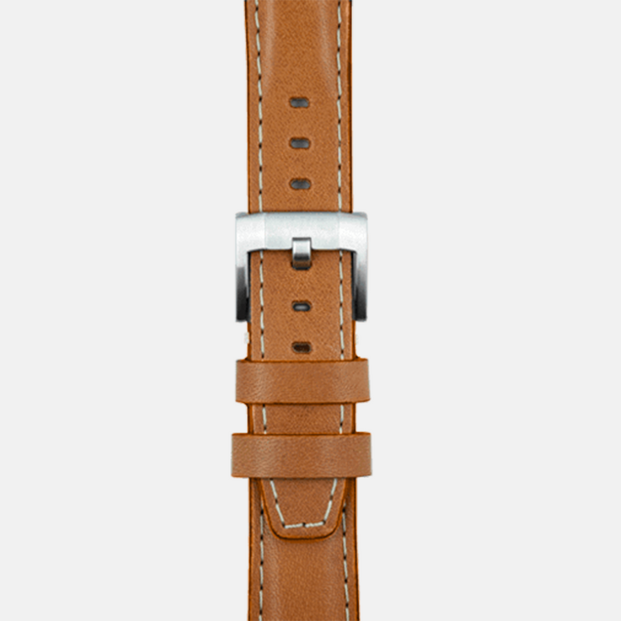 Everest Bands Steel end link Leather strap for Rolex – Saddle Tan