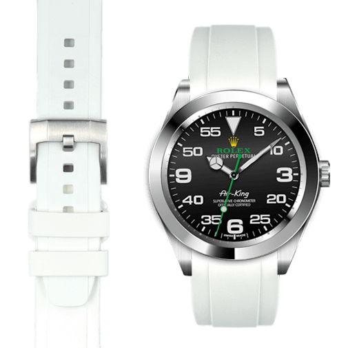 Everest Bands SeaDweller 4000/AirKing /Milgauss Rubber Strap – White